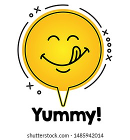 舌なめ口と美しい笑顔 美味しい食べ物は顔文字を食べる おいしい漫画の背景 のベクター画像素材 ロイヤリティフリー Shutterstock