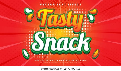 Tasty Snack 3D editable text effect Template suitable for food product