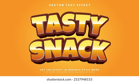 Tasty Snack Plantilla de efecto de texto editable 3D Adecuado para la promoción de alimentos