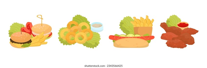 Tasty Snacks and Starters as Food Catering Vector Set