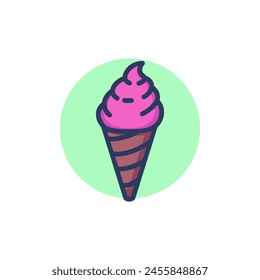 Tasty soft ice cream in cone line icon. Summer, milk, sundae outline sign. Dessert and food concept. Vector illustration for web design and apps