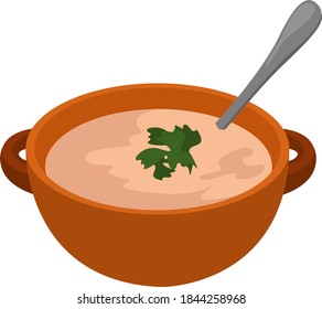 Tasty soup, illustration, vector on white background
