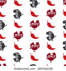 Tasty Spicy Chicken Meat Dish Vector Graphic Seamless Pattern can be used for Background and Apparel Design