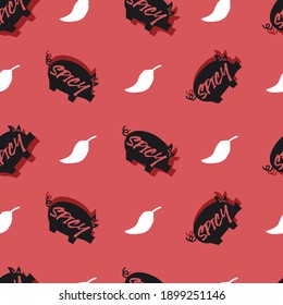 Tasty Spicy Pork Dish Vector Graphic Illustration Seamless Pattern can be used for Background and Apparel Design