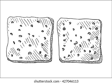 tasty square cookies hand drawn sketch vector illustration 