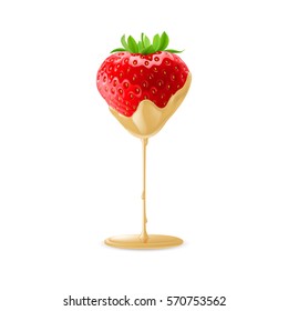 Tasty Strawberry Dipped in White Chocolate Fondue for Design