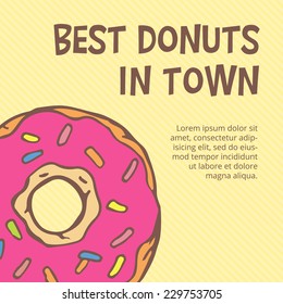 tasty sugar donut dessert retro poster vector illustration