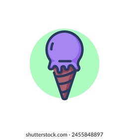 Tasty sundae in cone line icon. Bubble, waffle, vanilla outline sign. Dessert and ice cream concept. Vector illustration for web design and apps