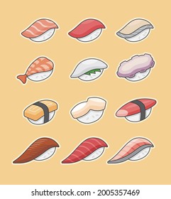 The tasty sushi with a flat style