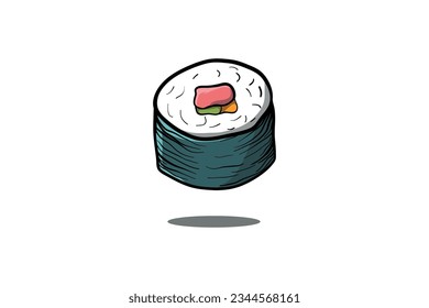 tasty sushi roll vector template logo design