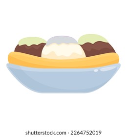 Tasty sweet food icon cartoon vector. Banana sundae. Vanilla ice