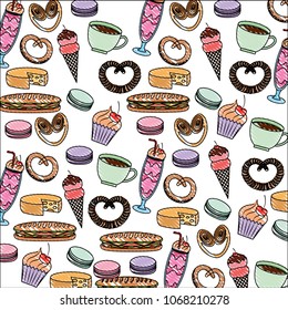 tasty sweet ice cream cake pretzel cheese coffee pattern image