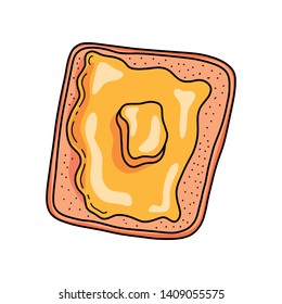 Tasty sweet sandwich with honey and morning breakfast oil