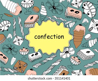 tasty sweet tubule confection set frame ice cream cake