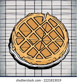 Tasty Sweet Waffle Illustration Vector Drawing