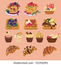 tasty sweets from waffles to muffin and pancake