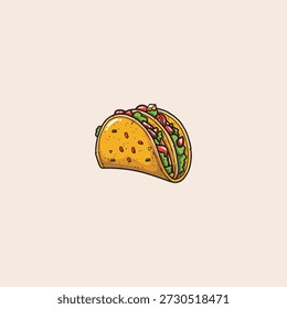 Diseño de Vector plano de icono de Taco sabroso.