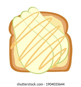 Tasty toast with pear isolated on white background. Vector hand drawn illustration.