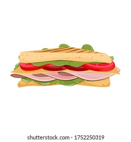 Tasty toast triangle sandwich. Vector illustration