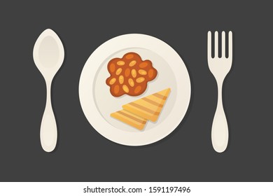 Tasty toasts, breakfast vector illustration of toast bread in cartoon style top view.