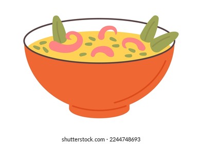 Tasty traditional asian soup flat icon. Vector illustration