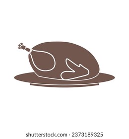 Tasty turkey for Thanksgiving Day on white background