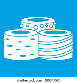Tasty Turkish delight icon white isolated on blue background vector illustration
