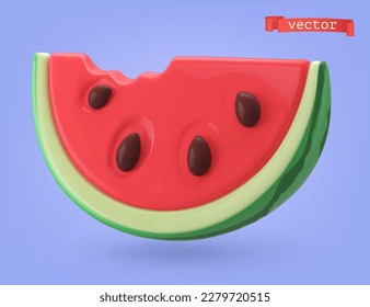 Tasty watermelon 3d cartoon vector icon