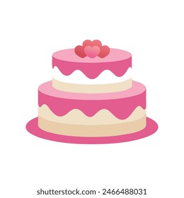 Tasty wedding fondant cake isolated flat vector illustration