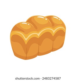 Tasty wheat buns bread vector illustration in flat colorful cartoon style. Baked yeast dough buns, brioche. Isolated food illustration for bakery poster, banner, card, advertising