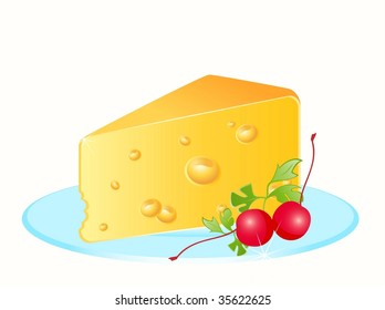 Tasty yellow cheese on a plate