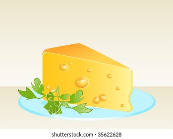 Tasty yellow cheese on a plate