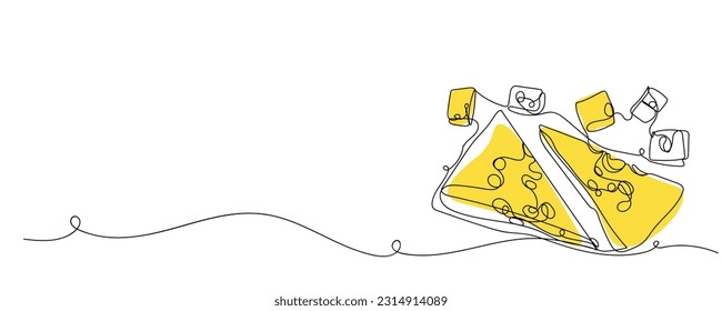 Tasty yellow cheese on white background. Banner for design