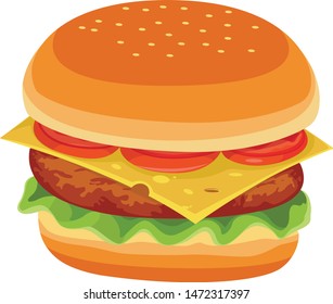 Tasty Yummy Burger Cartoon Style Stock Vector (Royalty Free) 1472317397 ...