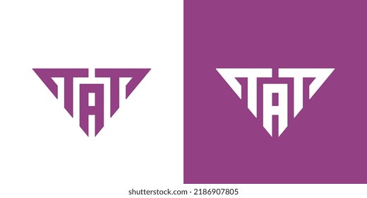 TAT letter logo template, triangle shape typography, geometric monogram logo design vector