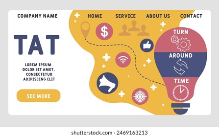 TAT - Turn Around Time acronym. business concept background. vector illustration concept with keywords and icons. lettering illustration with icons for web banner, flyer