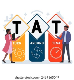 TAT - Turn Around Time acronym. business concept background. vector illustration concept with keywords and icons. lettering illustration with icons for web banner, flyer