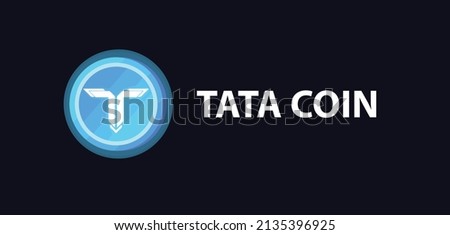 Tata coin (TATA) crypto currency logo themed banner. Cryptocurrency Blockchain technology, digital FIAT or trade exchange concept background.