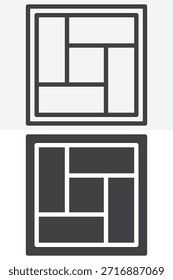 Conjunto de iconos de tapete de tatami que se muestra en línea y contorno con estilo sólido. Icono de Vector de trazo editable, signo interior japonés y símbolo.