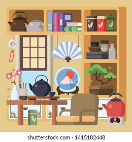 tatami room design illustration vector