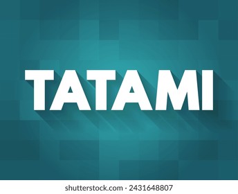 El tatami es un tipo de alfombra que se utiliza como material de suelo en las habitaciones tradicionales de estilo japonés, fondo de concepto de texto