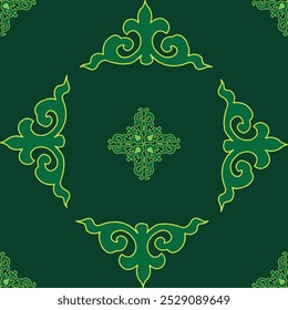 Tatar Native Ornamental border in Arabic style. Ornamental circle with colorful gradients in tatar tradition.