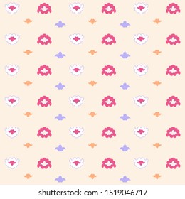 Tatar Native Ornamental pattern in pastel colors. Traditional Tatar ornament on light pink background.
