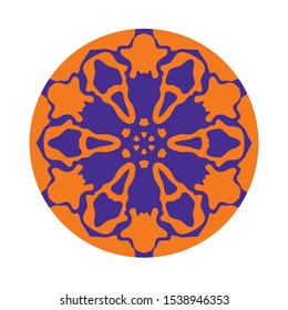 Tatar Native Ornamental Rosette in Arabic and Turkish style. Original hand made ornamental. floral patterns.