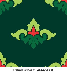 Tatar seamless pattern. Islamic tulip, floral geometry. Culture of the Tatar people, symbols of green and red