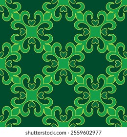 Tatar seamless pattern. Islamic tulip, floral geometry. Culture of the Tatar people, symbols of green and red