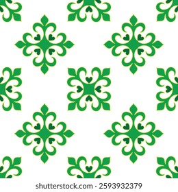 Tatar seamless pattern. Islamic tulip, floral geometry. Culture of the Tatar people, symbols of green and red