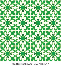 Tatar seamless pattern. Islamic tulip, floral geometry. Culture of the Tatar people, symbols of green and red