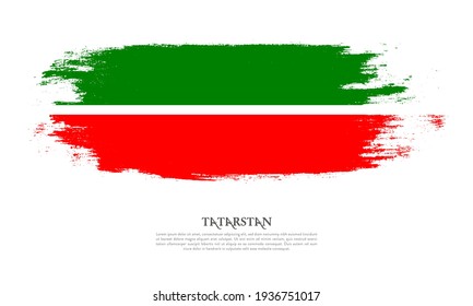 Täarstan Flaggenbürstenkonzept. Flagge von Tatarstan, farbiger Banner-Hintergrund