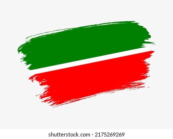 Tatarstan flag made in textured brush stroke. Patriotic country flag on white background